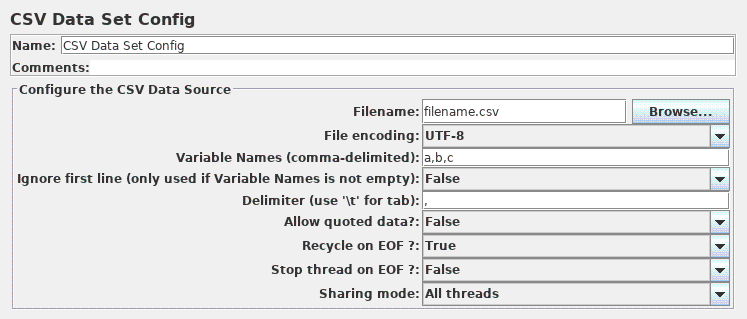 CSV Data Set Config