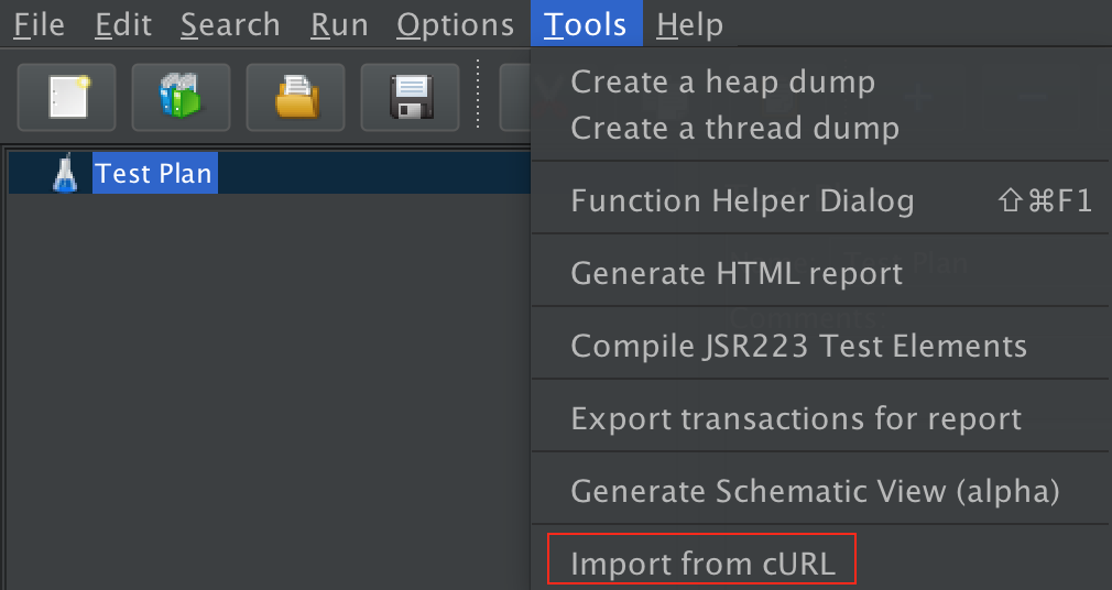 Figure 1 - The menu where curl is located