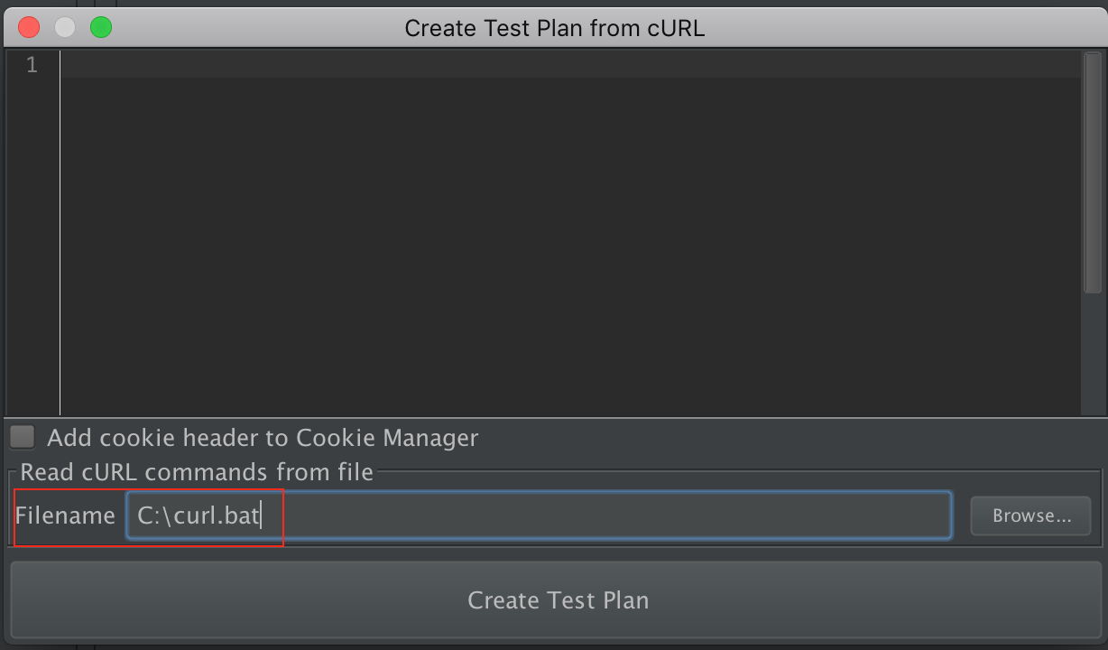 Figure 2.2 - Enter curl command from file