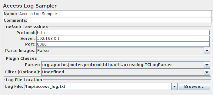 Filled in Access Log Sampler