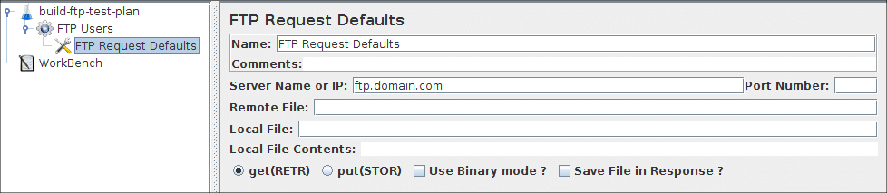 Figure 7.4. FTP Defaults for our Test Plan