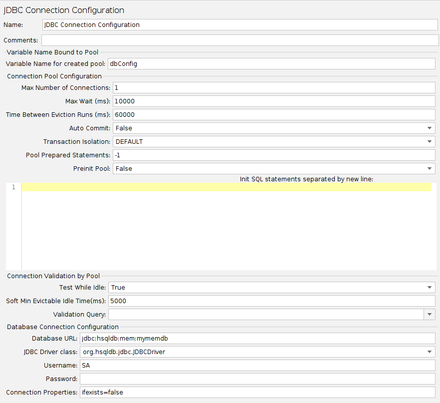 JDBC Connection Configuration