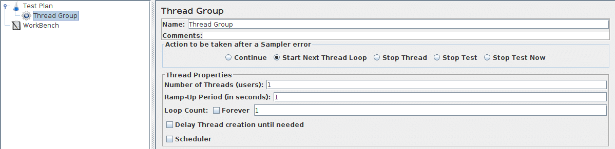 Figure 6.1. Thread Group with Default Values