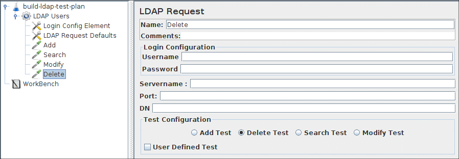 Figure 8a.4.4 LDAP Request for Inbuilt Delete test