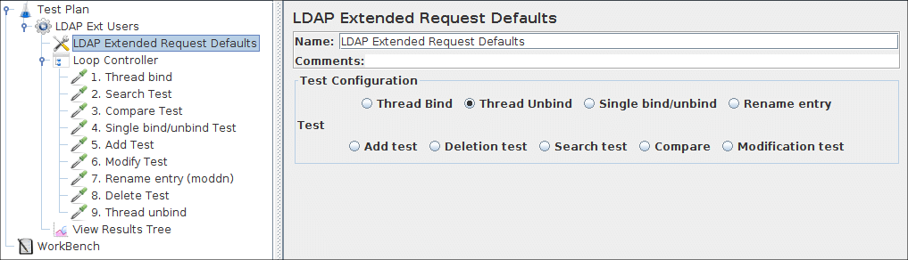 Figure 8b.2 LDAP Defaults for our Test Plan