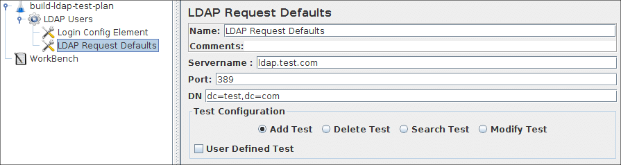 Figure 8a.3 LDAP Defaults for our Test Plan