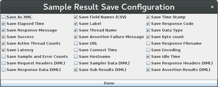 Sample Result Save Configuration