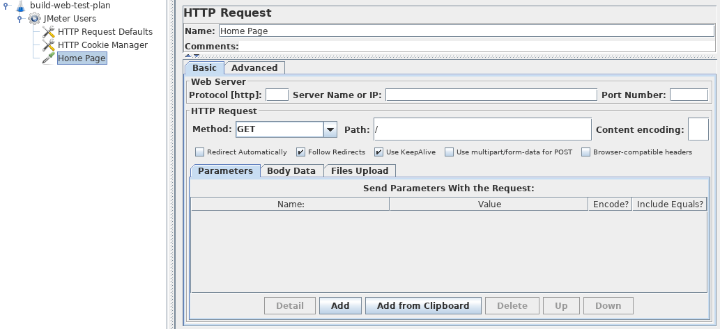 Figure 4.6. HTTP Request for JMeter Home Page