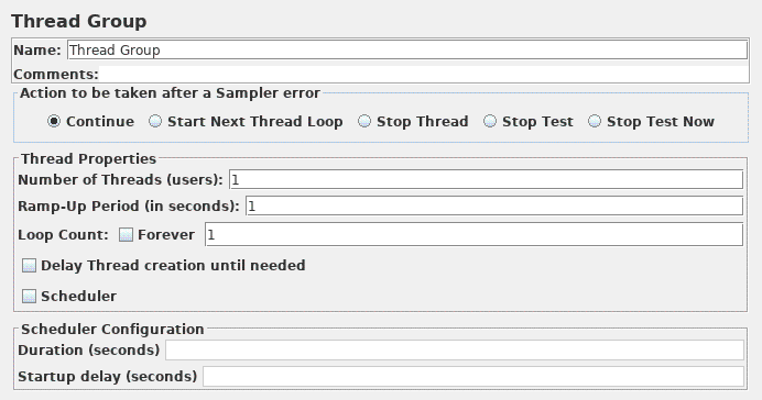 Figure 4.1. Thread Group with Default Values
